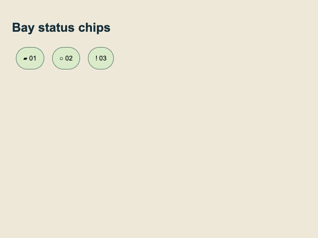 Bay status chips preview